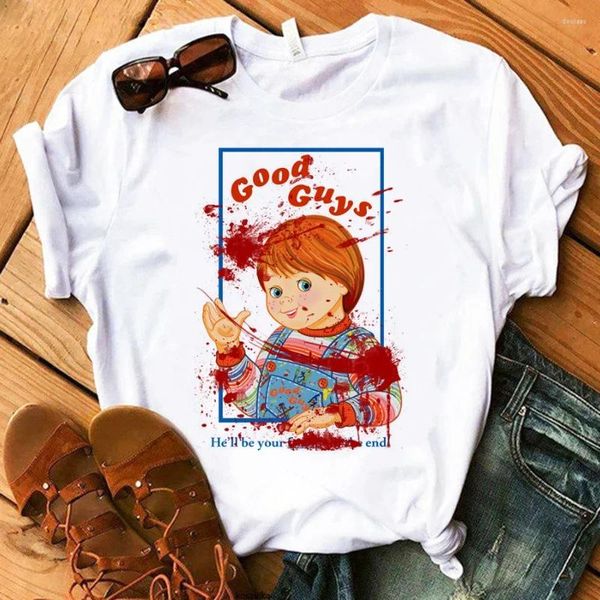 T-shirts Femmes Chucky T-shirt Summer Femmes Imprimé Funny Graphic Tops Tee Shirt Mode Kawaii Harajuku Hip Hop Casual Unisexe Manga