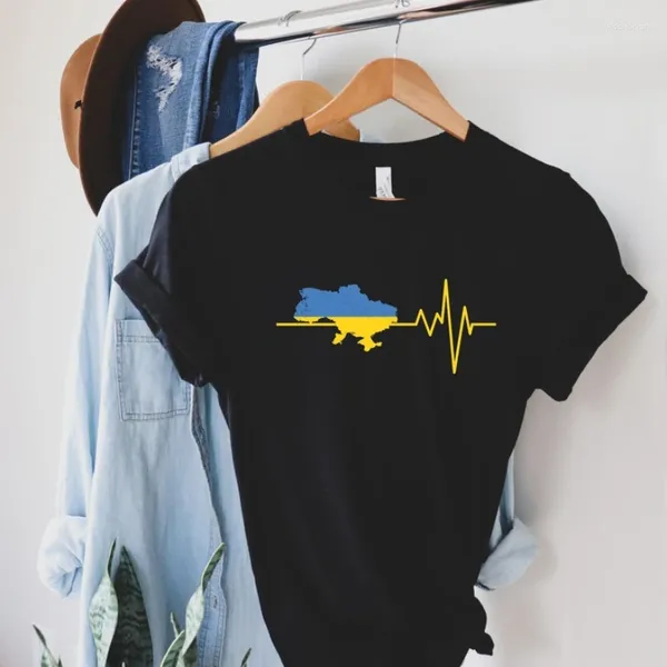Camisetas para mujer, camisetas gráficas clásicas de Ucrania con latido del corazón, amante del mapa ucraniano, bandera, camiseta para hombre y mujer, camisetas de moda urbana