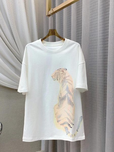 T-shirts pour femmes Prix de liquidation Femmes Simple Tee Tiger Imprimer Coton Manches courtes Femme O-Cou Casual T-shirt