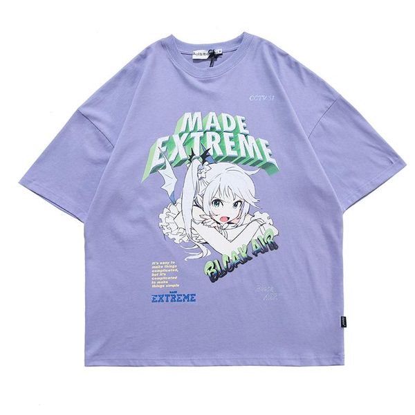 Camisetas para mujer, ropa con estampado de dibujos animados de Anime para chica, camiseta holgada de verano de Corea, Top Punk Harajuku, ropa informal estilo Hip Hop Y2k