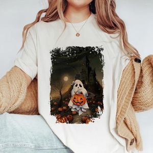 T-shirts pour femmes vêtements haut à col rond Halloween amusant motif de citrouille imprimé T-Shirt dessin animé mignon mode automne T-Shirt de base.