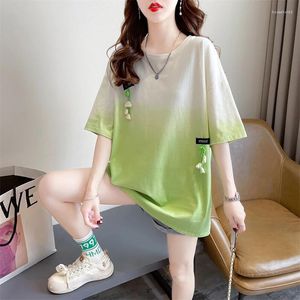 Dames T-shirts Kleding Tie Dye Gradiëntprint Harajuku Streetwear Oversized Y2K T-shirts Zomer Trendy Simple Tunic Tops met korte mouwen Korte mouw