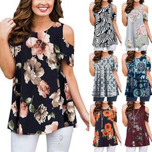 Dames t shirts koude schoudermaat casual dames zomer dames flaggy t-shirt blouse bloemen tops