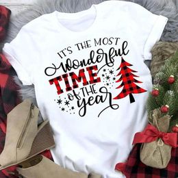 T-shirts pour femmes colorés C'est la période la plus merveilleuse de l'année Hipster T-shirt Mode Joyeux Noël Esthétique Tops Citation Fille Camisetas