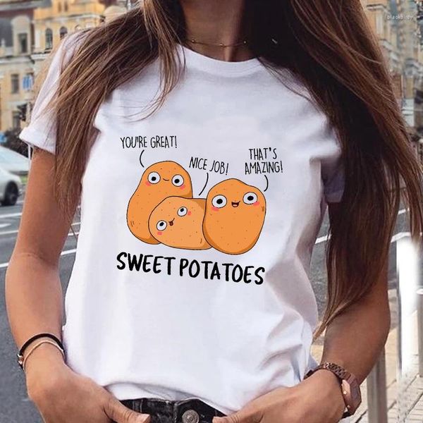 T-shirts pour femmes Tshirt de patates douces colorées kawaii femmes végétaliennes végétaliennes