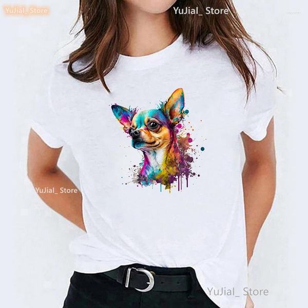 Camisetas coloridas para mujer, camisa con estampado de Chihuahua/perro bóxer/Yorkshire Terrier/pastor alemán/perro salchicha, camiseta Kawaii para amantes de los perros para mujer