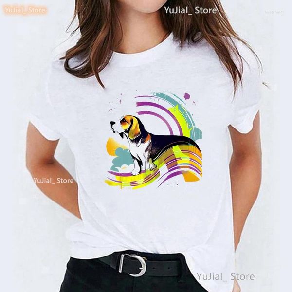 Camisetas para mujeres Camiseta de estampado de dachshund colorido Schnauzer/Beagle Dog/Boxer Camiseta Femme Fashion Fashion Welwear