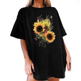 Dames t shirts katoen zonnebloem shirt shirt shirt t-shirt vrouwen harajuku y2k tops oversized grafisch tee goth