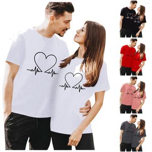 Dames T-shirts Paar T-shirts Voor Hem En Haar Bijpassende Koppels Valentijnsdag Kawaii Kleding Tops Vrouwen 2024 3d Abstract