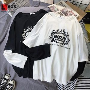 T-shirts pour femmes Couples Stripe Tshirt Harajuku T-shirt surdimensionné à manches longues pour hommes et femmes Vêtements amples Casual Faux Deux Tops Hip Hop