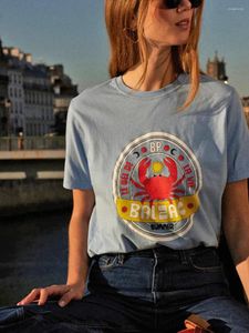 T-shirts Femmes Crab Print T-shirt décontracté 2024 Été Coton O-Cou Femmes T-shirts à manches courtes Élégant Chic Cosy Mode Streetwear Femme