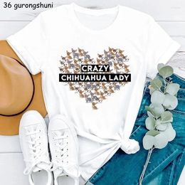 T-shirts de femmes Crazy Chihuahua Lady T-shirt graphique T-shirt Femme Amante de chien Tshirt drôle HARAJUKU