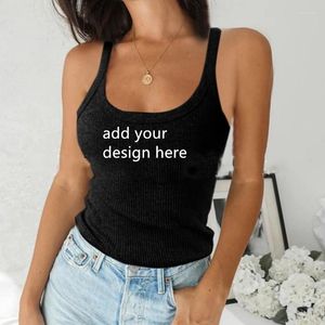 Camisetas para mujer Personaliza tu logotipo Camisetas sin mangas para mujer Chaleco de punto Camis Camisa con cuello en U Camisola básica informal para mujer DIY