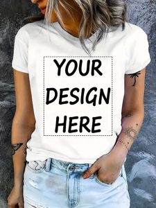 Dames T-shirts Aangepaste fotoafdruk T-shirt Casual Crew-nek met korte mouwen voor lente zomerkleding