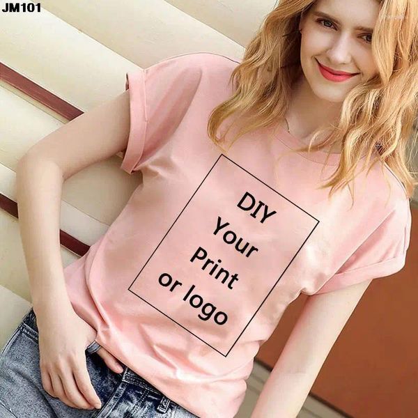 T-shirts Femmes Personnalisé Imprimé Casual Rose Top Tees Harajuku Femmes DIY Votre Comme Po Ou Logo T-shirt Mode Personnalisé Vêtements Féminins