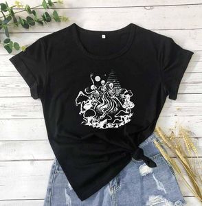 Dames t -shirts dansen skelet champignon gotische schedel indie kleding heksachtige geschenken androgyne grappige vrouwen unisex shirt vintge tee tops