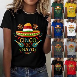 T-shirts pour femmes De lettre mexicaine à manches courtes pour femmes et ensemble à col roulé long