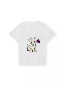 Camisetas para mujeres diseñador gato graffiti estampado de manga corta Camiseta versátil para mujeres