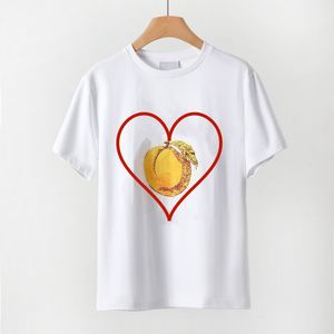 Dames T-shirts Designer Peach Print Round Neck Loose Cotton Kort mouwen T-shirt