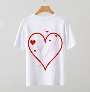 Camisetas para mujeres diseñador de durazno de color rosa vaso estampado de cuello redondo algodón suelto camiseta de manga corta