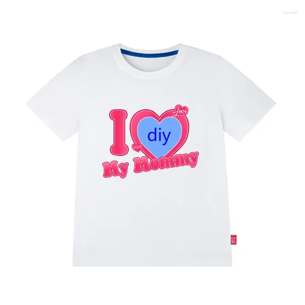 T-shirts pour femmes DIY PERSONNALISER T-shirt imprimé pour enfant J'aime mon papa/papa/maman/maman photo T-shirt filles Goys coton t-shirts occasionnels