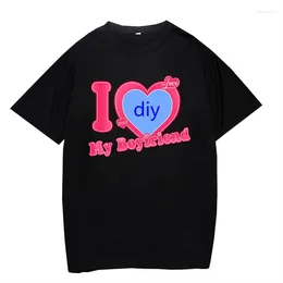 T-shirts Femmes DIY Personnaliser Imprimé Streetwear Couple T-shirt J'aime mon petit ami / petite amie Photo Tshirt Femmes Hommes Casual Tops