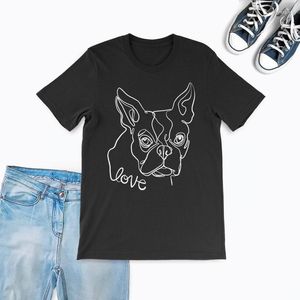 Camisetas de mujer, camiseta de perro, amor de cachorro, dibujo de una línea, regalo de arte minimalista para moda, camisetas de manga corta, ropa de calle con cuello redondo, Goth Y2k