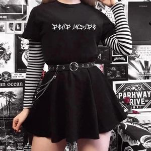 T-shirts Femmes Dreamchase-JF Goth Dead Inside Lettre T-shirt imprimé Femmes Harajuku Coton Hipster Grunge Style Black Tee Gothic Vêtements