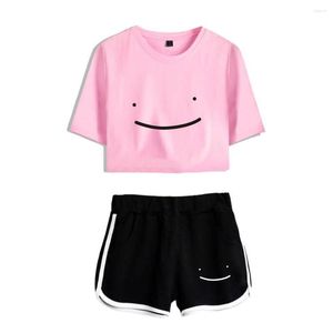 Dames t shirts droomwastaken tracksuit vrouwelijke tweedelige set zomer korte mouw grappige crop top shorts mode kleding dames