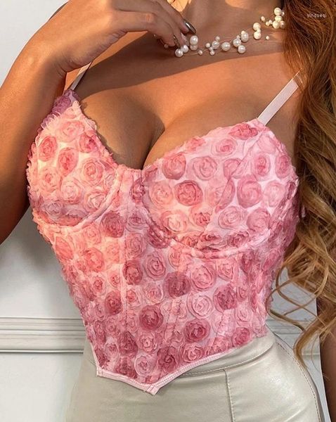 T-shirts pour femmes Robes de fête du soir élégantes pour femmes 2024 Fashion Summer Casual Sexy Floral Modèle Hanky Hem Corset Top