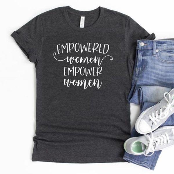 Camisetas de mujer Empowered Women Empower azul marino camisetas gráficas algodón Girl Power camiseta feminista Equilty Tops Drop