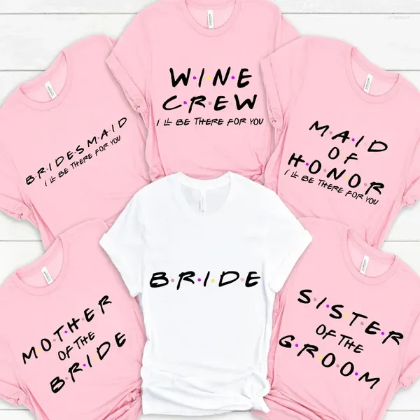 T-shirts pour femmes Engagement Bachelorette Party Tshirt Wine Crew Top Bridesmaid Team Bride Sister Mère du marié Chemise Bridal Shower Tee