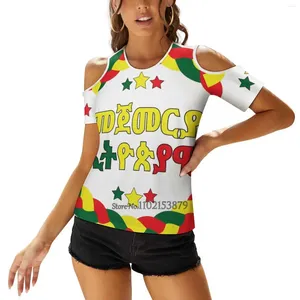 Dames t-shirts Ethiopische amharische (?) Zipper sexy t-shirt casual tops holle pullover dames top ethiopië Afrika