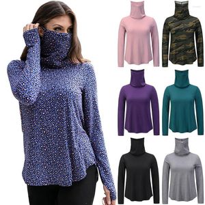 Camisetas para mujer Máscara facial Jersey de manga larga Camisa de fondo Camiseta de cuello alto Tops 2022 Otoño e invierno Camisetas para mujer Plus Moda