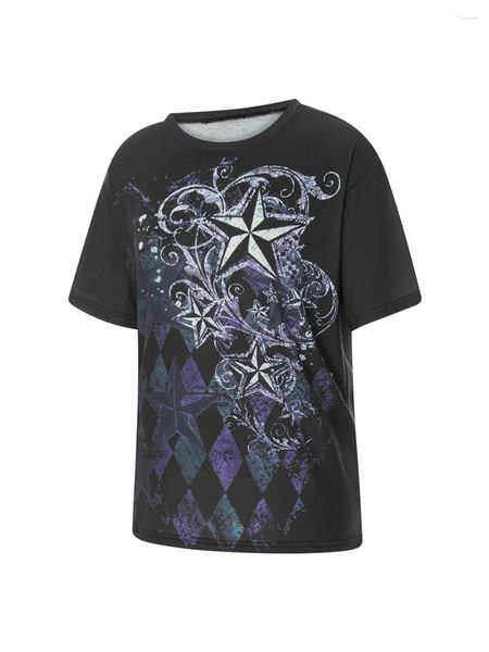 Camisetas de mujer de hadas góticas Y2k, Top de manga corta con calavera para chicas adolescentes, Camiseta corta con gráfico Vintage, ropa estética Grunge