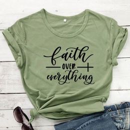 Les t-shirts de femmes foi sur tout T-shirt T-shirt décontracté unisexe inspiration biblique Jésus Top Tees Femmes religieuses Tshirt chrétien graphique