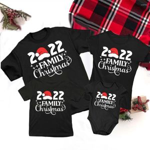 T-shirts pour femmes famille noël 2022 fête correspondant tenues papa maman enfants T-shirt bébé barboteuses hauts vêtements de noël cadeaux