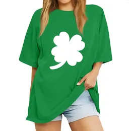 T-shirts femme Mode Décontracté T. Patrick's Quatre Feuilles Imprimé Manches Courtes Col Rond Hauts Pullover Boutique Officielle Ropa De Mujer