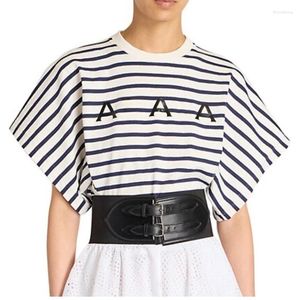 T-shirts pour femmes Mode Classique Tendance Luxe Designer Lettre d'été Imprimé Dolman Manches courtes Col rond T-shirt rayé Femme