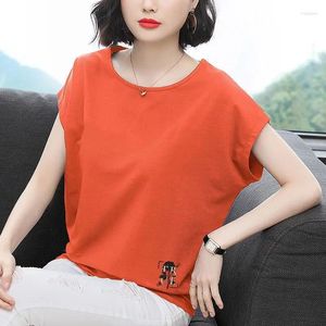 Dames t shirts mode o-neck printbrief batwing mouw t-shirts kleding 2024 zomer losse casual tops pendelaar T-shirt