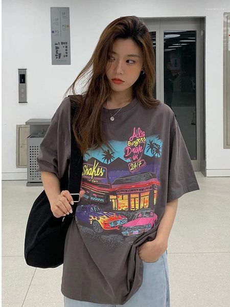 T-shirts de femmes T-shirts imprimés en été personnalisés Summer en vrac T-shirt Femme 2024 Cool décontracté style coréen grand haut iqo8