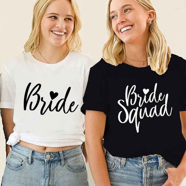 T-shirts Femmes Mode Femmes T-shirt Bride Squad Blouses Bridal Douche Mariage Tshirt Team Tops Bachelorette Hen Party T-shirts à manches courtes