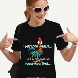 Camisetas para mujer, camiseta a la moda para mujer, camiseta con estampado de pollo sarcástico y divertido de granjero, camiseta informal Harajuku Kawaii para mujer