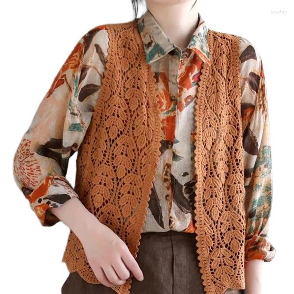 Camisetas femeninas Crochet de moda Summer Top Open Cardigan Outerwear Shawl para mujeres