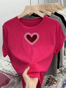 Dames t shirts vrouwelijke y2k kleren rose rood t-shirt harajuku retro mode korte mouw hollow out crop sexy tops esthetiek