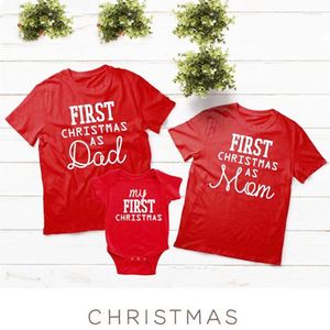 Camisetas para mujer Primera Navidad como mamá Ropa a juego para la familia Madre Padre Hija Hijo Niños Camisa para bebé Camiseta Tops de manga corta