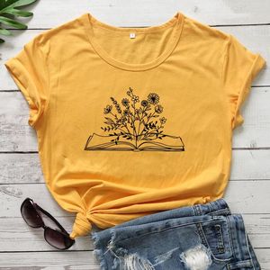 Camisetas de mujer Libro floral Camiseta de algodón Vintage Mujeres Flores silvestres Camiseta de lectura botánica Estética Mi fin de semana está reservado Camisetas gráficas