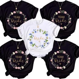 T-shirts féminins Hoop Floral Aesthic Bridesmaid Shirt Team Bride t-t-t-shir