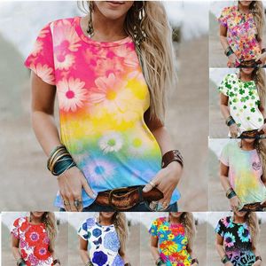 Camisetas para mujeres Flower Camiseta estampada 3D Camina corta Mujer étnica Mujer