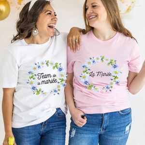 T-shirts féminins Flower Crown Team Bride Tops Bachelorette Wedding Party Femmes Evjf Tee Vêtements décontractés T-shirt à manches courtes
